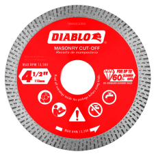 4 1/2 Inch Diamond Continuous Rim Cut-Off Discs for Masonry, DMADC0450
