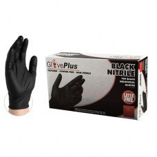 AMMEX GlovePlus Black Nitrile Industrial Latex Free Disposable Gloves, GPNB
